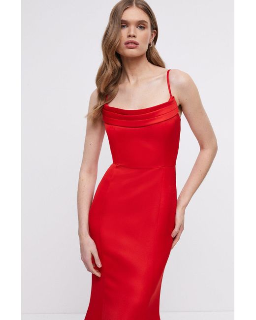 Coast Red Maxi Dress In Satin With Cowl