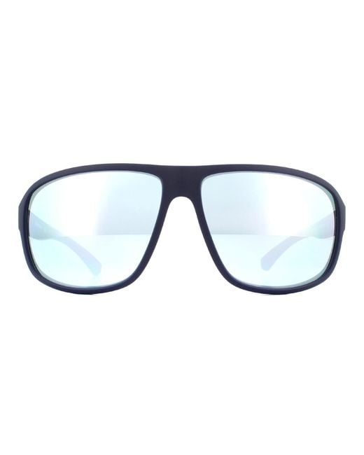 Emporio Armani Aviator Matte Blue Blue Mirror White Sunglasses for men