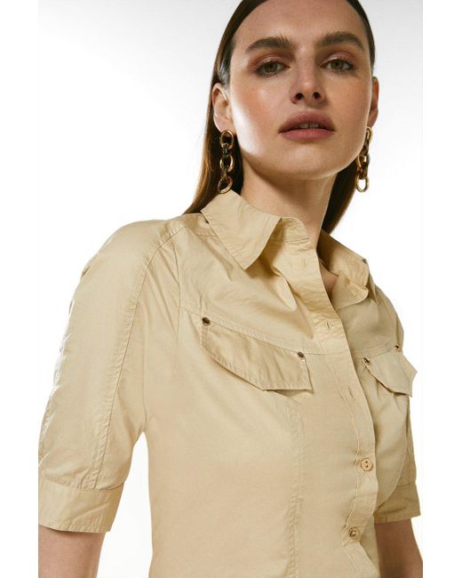 Karen Millen White Cotton Utility Shirt
