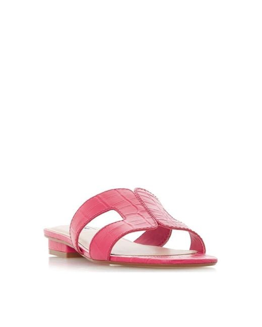 Dune Pink 'loupe' Leather Sliders