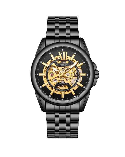 Anthony James Black Hand Assembled Limited Edition Mystique Automatic Watch for men
