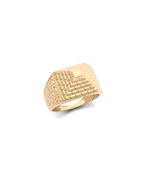 Jewelco London Metallic 9ct Gold Egyptian Pyramid 10mm Signet Baby Pinky Ring - Jbr035 for men