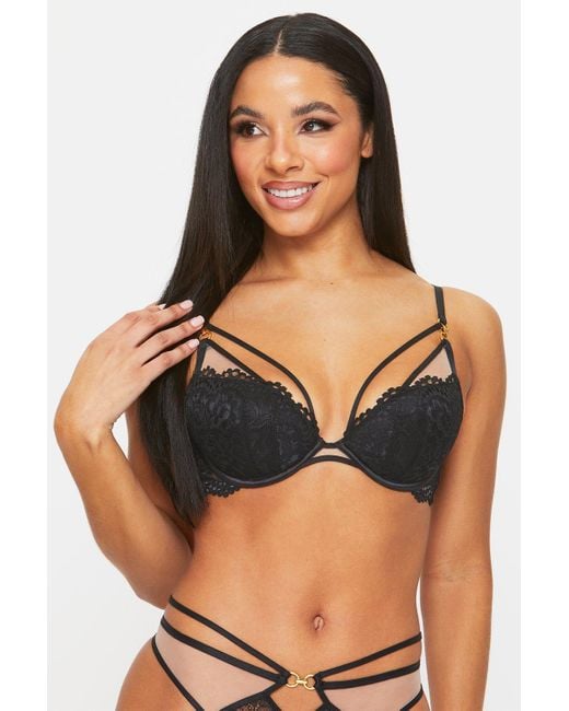 Ann Summers Black Lovers Lace Padded Plunge Bra