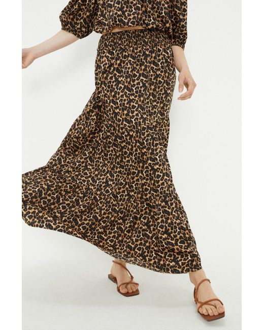 Dorothy Perkins Brown Leopard Tiered Midi Skirt