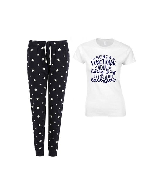 60 SECOND MAKEOVER Black Being A Functional Adult Everyday Seems A Little Excessive Navy Star Pyjama Set