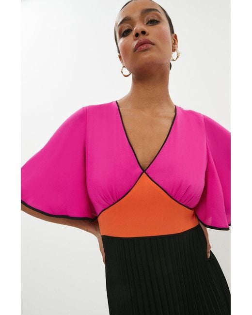 Coast Pink Angel Sleeve Colour Block Midaxi Dress