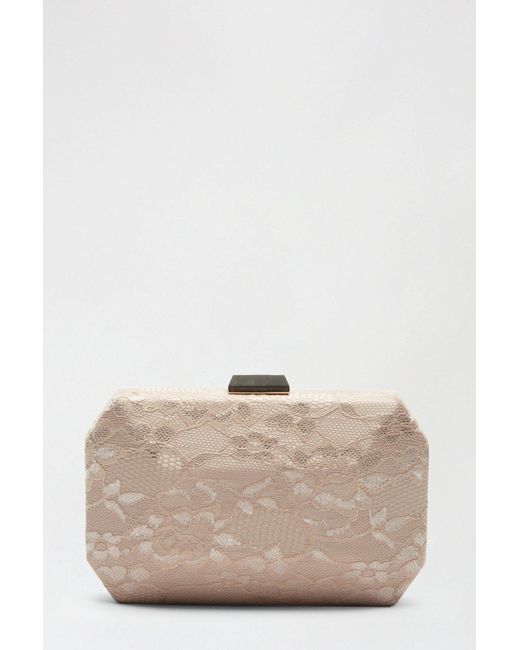 Dorothy Perkins Natural Structured Textured Lace Box Clutch Bag