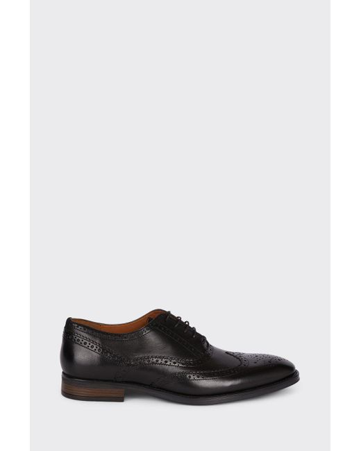 Burton Leather Smart Black Oxford Brogue Shoes for men