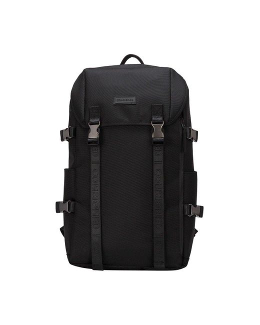 Consigned Black Torrett Twin Pocketed Flapover Backpack for men