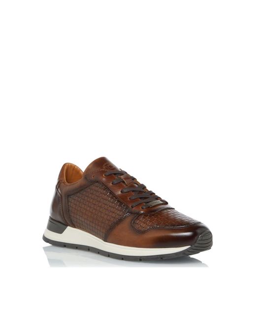 Dune Brown 'torin' Leather Trainers for men