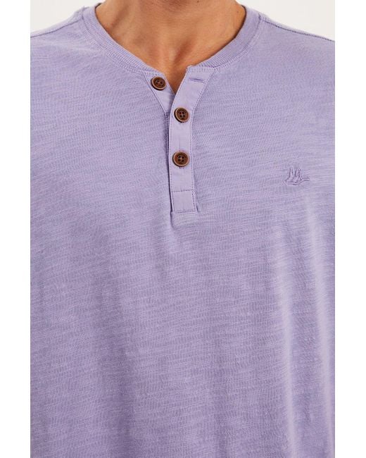 Mantaray Purple Slub Y Neck T-shirt for men