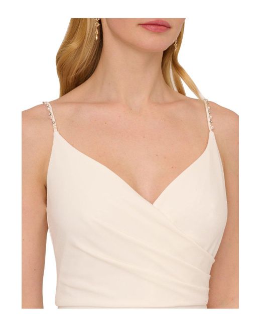 Adrianna Papell White Jersey Draped Gown