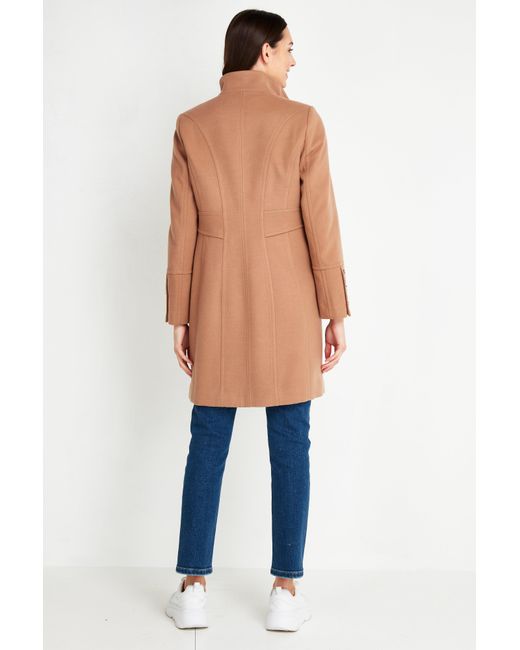Wallis Brown Petite Camel Double Breasted Coat
