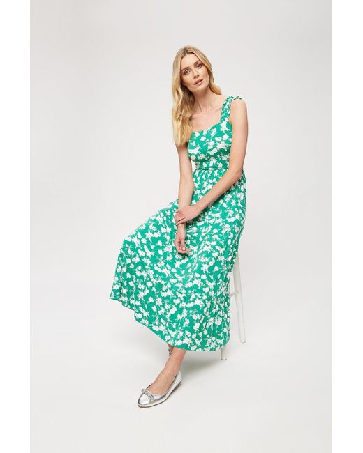 Dorothy Perkins Blue Green Ditsy Floral Strappy Tiered Maxi
