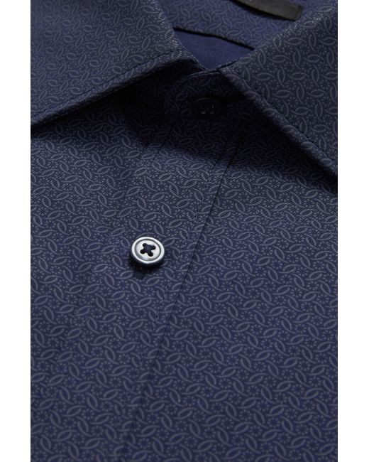 DEBENHAMS Blue Long Sleeve Slim Fit Textured Shirt for men