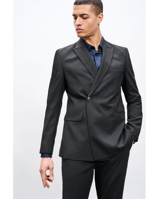 Burton Slim Fit Black Wrap Double Breasted Suit Jacket for men