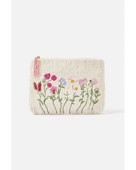 Accessorize White Flower Beaded Pouch