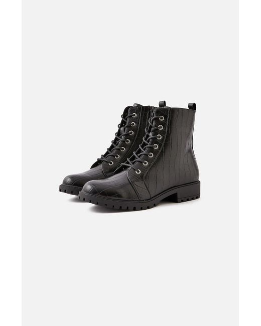 Accessorize Black Chunky Lace Up Boots