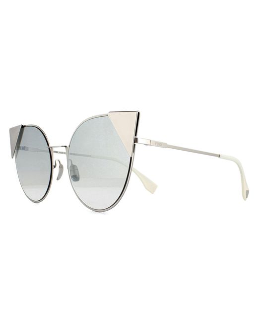 Fendi Gray Cat Eye Palladium And White Grey Gradient Mirror Sunglasses