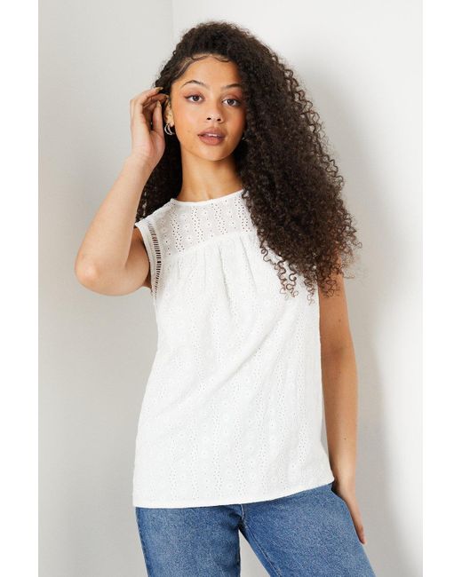 Dorothy Perkins White Tall Broderie Shell Top