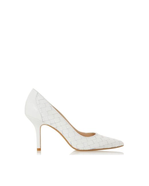 Dune White 'bowe' Leather Court Shoes