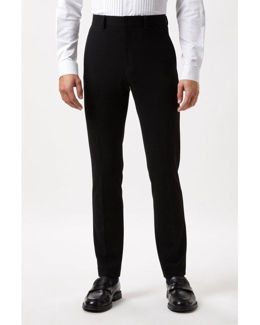 Burton Skinny Fit Black Tuxedo Suit Trousers for men