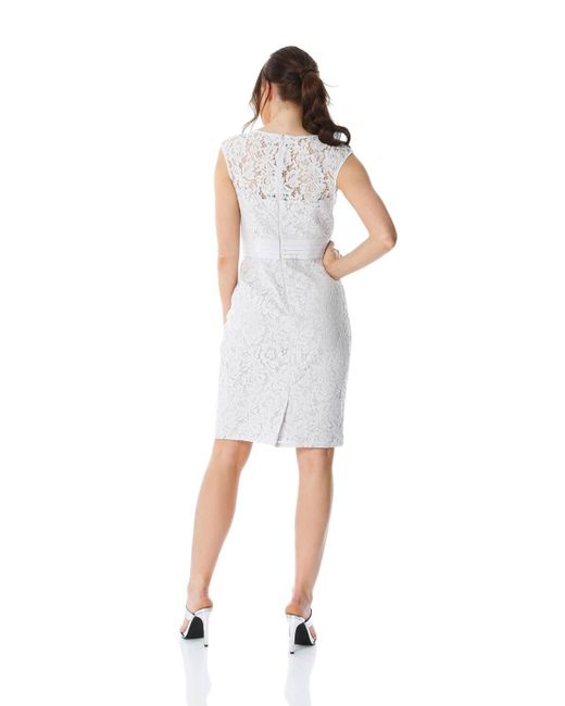 Roman White Lace Embellished Trim Dress