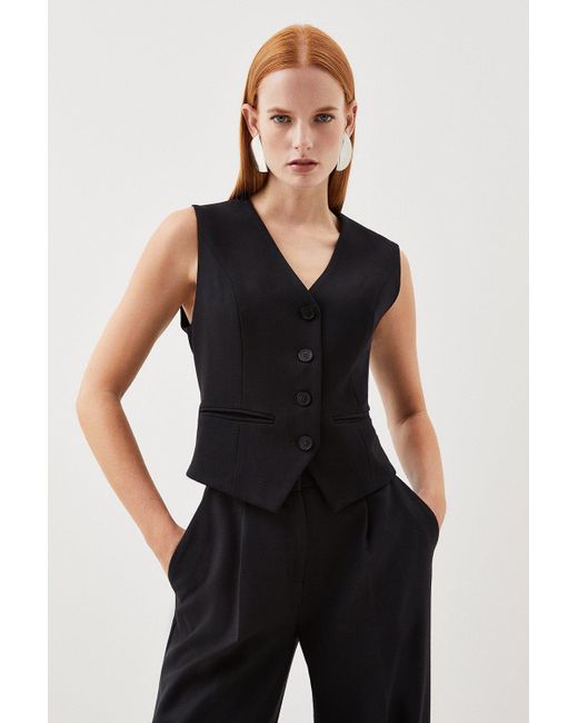 Karen Millen Black Tailored Essential Button Through Waistcoat