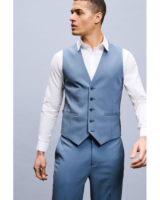 Burton Blue Waistcoat for men