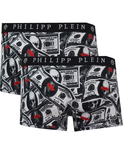 Philipp Plein Dollar Logo Black Boxer Shorts Two Pack for men