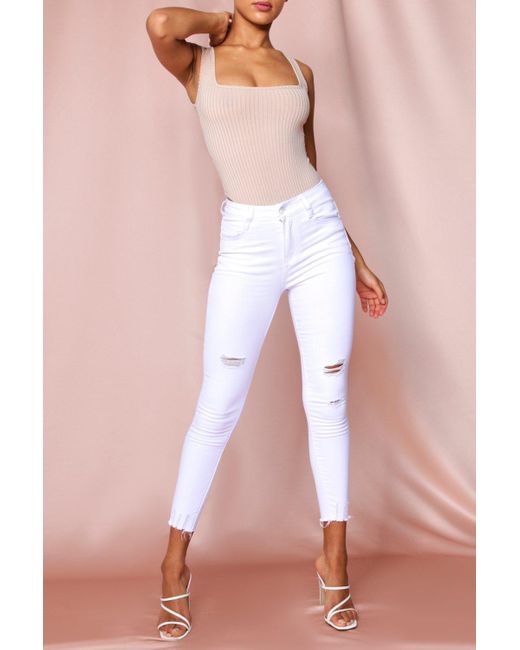 MissPap Pink High Waisted Distressed Skinny Jean