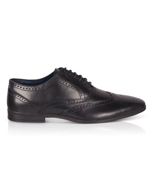 Silver Street London Black Delamere Leather Formal Brogue Shoe for men