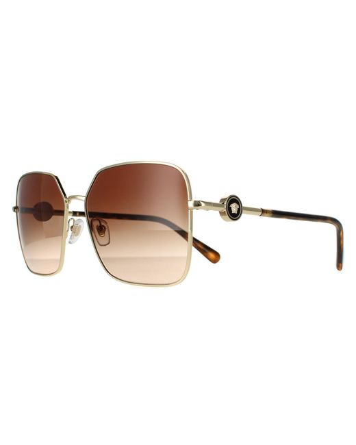 Versace Square Pale Gold Dark Brown Gradient Ve2227 Sunglasses