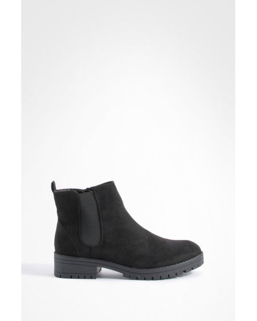 Boohoo Black Wide Fit Pull On Chelsea Boots