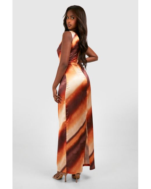Boohoo Orange Ombre Cowl Maxi Slip Dress