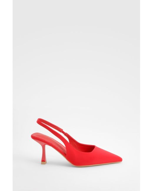 Boohoo Red Pointed Mid Heel Courts