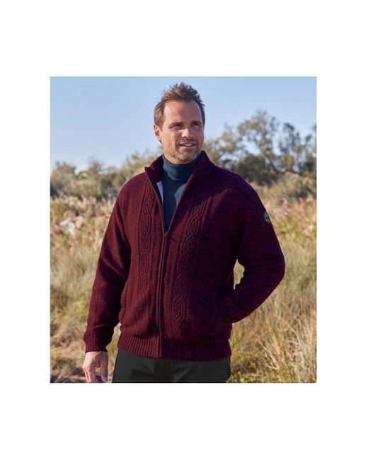 Atlas For Men Red Knitted Fleece Lined Jacket for men