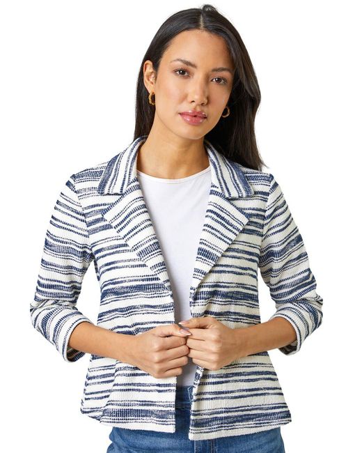 Roman Gray Textured Stripe Blazer Jacket