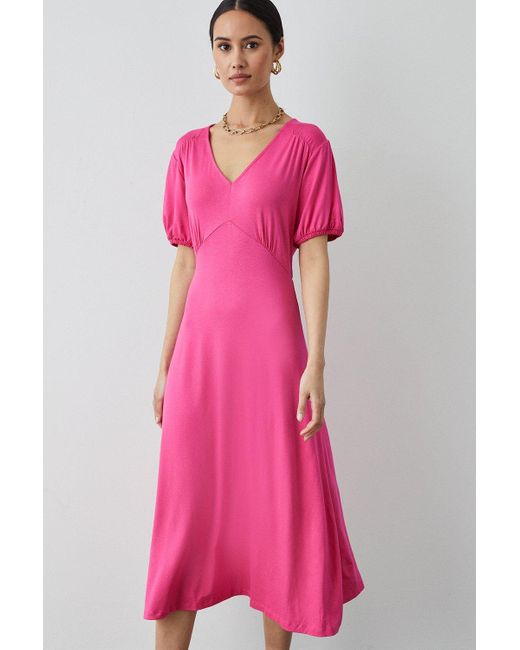 PRINCIPLES Pink Jersey V Neck Midi Dress