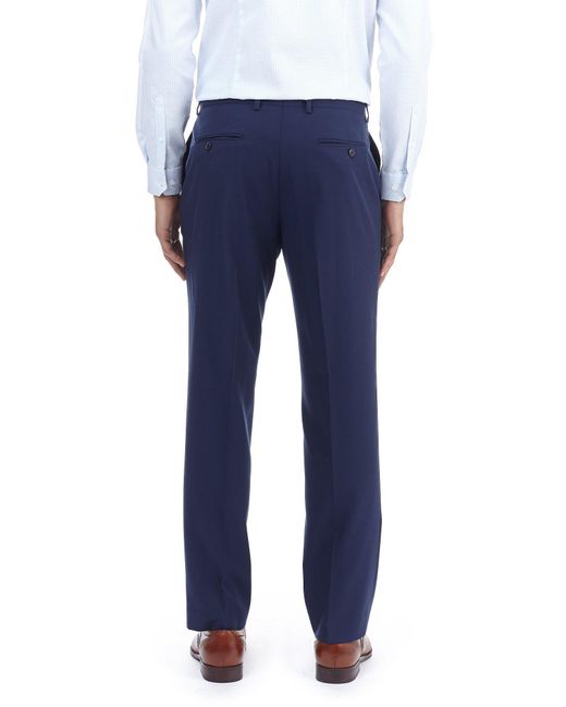 Burton Blue Twill Tailored Fit Suit Trousers for men