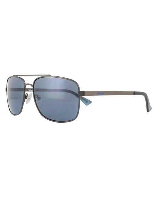 Timberland Gray Aviator Gunmetal Grey Grey Blue Sunglasses for men