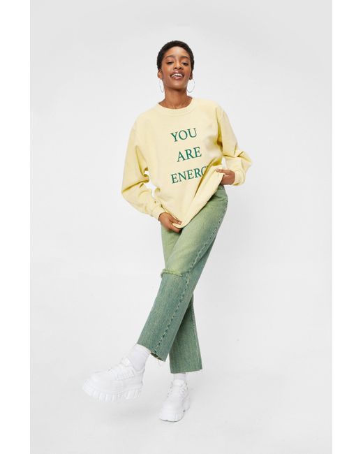 Nasty Gal Yellow You Are Energy Oversized Graphic Sweatshirt