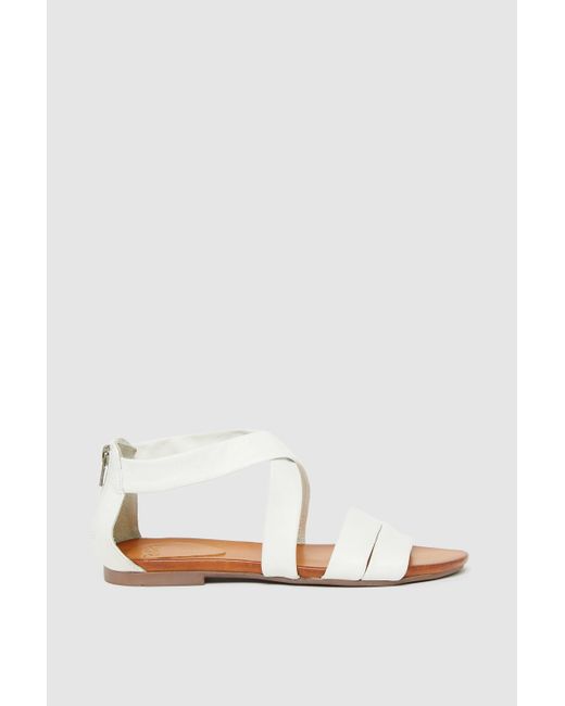 PRINCIPLES White Polly Leather Footbed Sandal