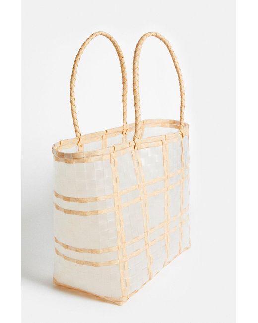 Coast Natural Straw Contrast Shopper Bag