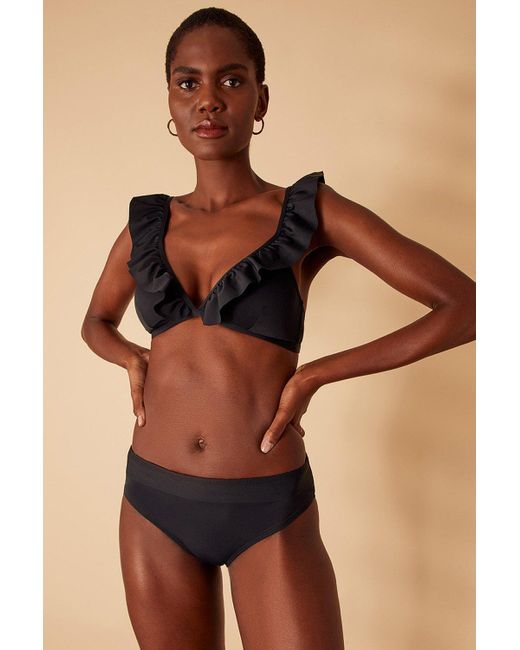 Accessorize Black Exaggerated Ruffle Bikini Top