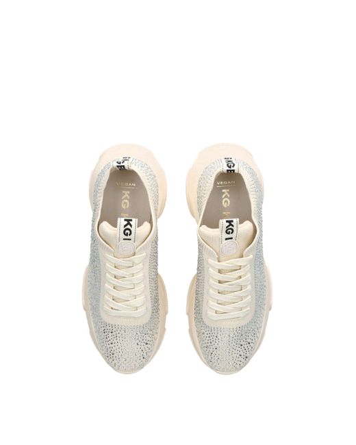 KG by Kurt Geiger White 'lila Knit Lace Up Bling' Fabric Trainers