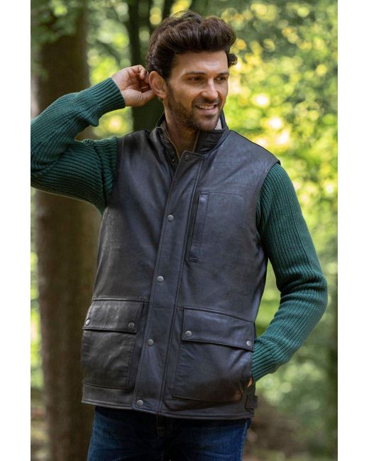 Lakeland Leather Green 'giles' Leather Gilet for men