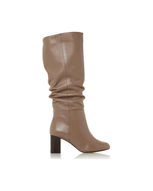 Dune Natural 'silene' Leather Knee High Boots