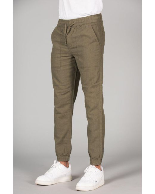 Tokyo Laundry Green Linen Blend Classic Fit Trousers for men