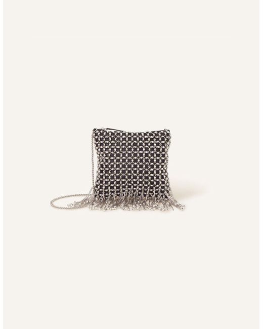 Accessorize Natural Beaded Fringe Chain Bag